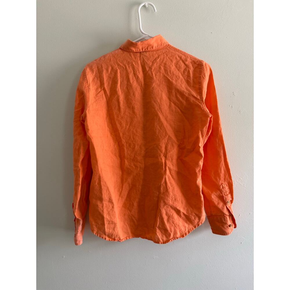 Lauren Ralph Lauren | Vibrant Orange Linen Women’s Long Sleeve Button Down Sz S - Picture 7 of 11